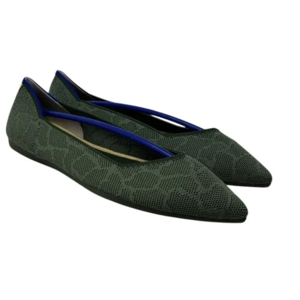 Rothy's The Point Flats Women's Size 8 Safari Green Animal Print Knit Shoes
